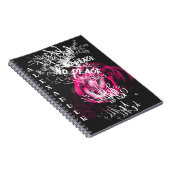 Roze en zwarte tekst Geen Vredesstraat Graffiti Notitieboek (Rechterzijde)