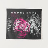 Roze en zwarte tekst Geen Vredesstraat Graffiti Wandkleed (Voorkant (horizontaal))
