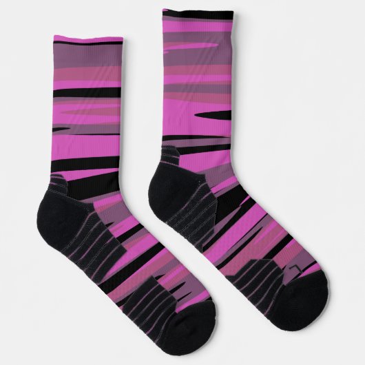 Roze en zwarte tijgerkamo sokken (Rechts)