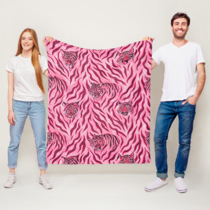 Roze en zwarte tijgerprintpatroon fleece deken