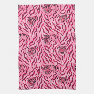 Roze en Zwarte Tijgerprintpatroon Theedoek