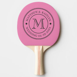 Roze en Zwarte Trouw Monogram Tafeltennisbatje