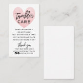 Roze en zwarte Tumbler Care Visitekaartje (Voorkant / Achterkant)