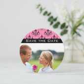 Roze en zwarte uw fotoroze luchters bruiloft kaart (Staand voorkant)