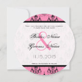 Roze en zwarte uw fotoroze luchters bruiloft kaart (Achterkant)