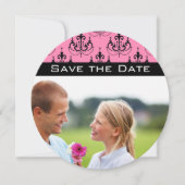 Roze en zwarte uw fotoroze luchters bruiloft kaart (Voorkant)