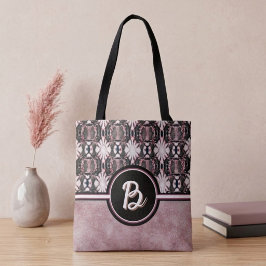 Roze en Zwarte Verbindende Mandala's Tote Bag