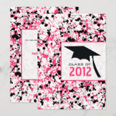 Roze en zwarte verf Splatter 2012 Graduation Kaart (Voorkant / Achterkant)