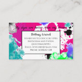 Roze en zwarte verf visitekaartje (Achterkant)