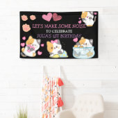 roze en zwarte verjaardagsbanner voor baby meisjes spandoek (Insitu)