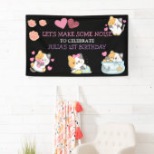 Roze en zwarte verjaardagsbanner voor babymeisjes spandoek (Insitu)