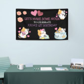 Roze en zwarte verjaardagsbanner voor babymeisjes spandoek (Beurs)