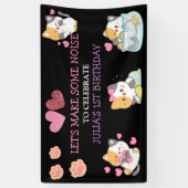 Roze en zwarte verjaardagsbanner voor babymeisjes spandoek (Verticaal)