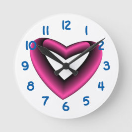 Roze en Zwarte Verlopende Hart Ronde Klok