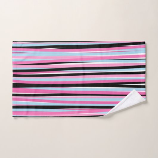 Roze en zwarte verticale strepen bad handdoek (Handdoek)