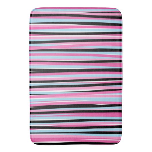 Roze en zwarte verticale strepen badmat (Voorkant Verticaal)