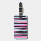 Roze en zwarte verticale strepen bagagelabel (Voorkant verticaal)
