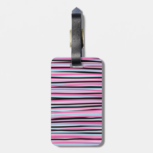 Roze en zwarte verticale strepen bagagelabel (Achterkant verticaal)