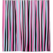 Roze en zwarte verticale strepen douchegordijn (Voorkant)