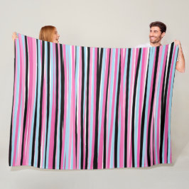 Roze en zwarte verticale strepen fleece deken