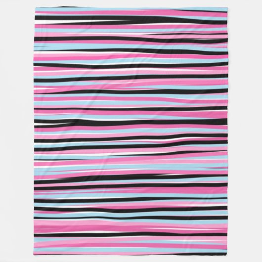 Roze en zwarte verticale strepen fleece deken (Voorkant)