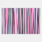 Roze en zwarte verticale strepen inpakpapier vel (Voorkant)