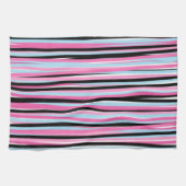 Roze en zwarte verticale strepen theedoek (Horizontaal)