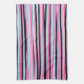Roze en zwarte verticale strepen theedoek (Verticaal)