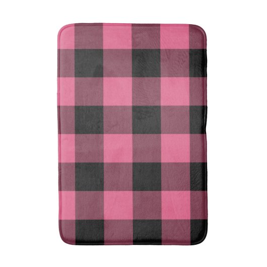 Roze en zwarte vierkantjes buffelplaat badmat (Voorkant Verticaal)
