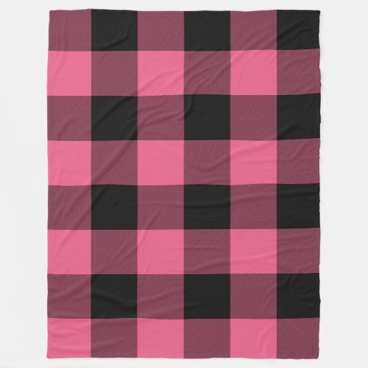 Roze en zwarte vierkantjes buffelplaat fleece deken (Voorkant)