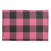 Roze en zwarte vierkantjes buffelplaat kussensloop (Achterkant)