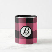 Roze en zwarte vierkantjes buffelplaat mok (Midden)