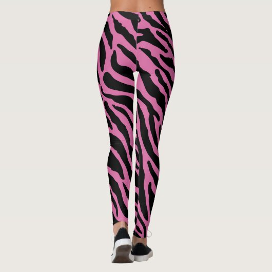 Roze en zwarte vingerafdrukstrepen leggings (Achterkant)