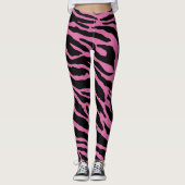 Roze en zwarte vingerafdrukstrepen leggings (Voorkant)