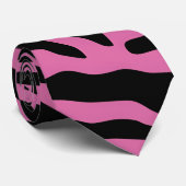 Roze en zwarte vingerafdrukstrepen stropdas (Opgerold)