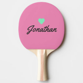 Roze en Zwarte Vintage GR Hart Handtekening Tafeltennisbatje