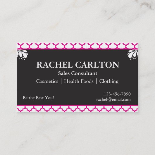 Roze en zwarte Visitekaartjes (Voorkant)