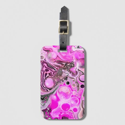 Roze en zwarte vlecht bagagelabel (Voorkant (verticaal))