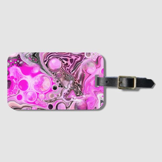 Roze en zwarte vlecht bagagelabel (Voorkant (horizontaal))