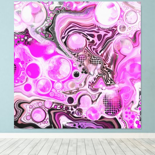 Roze en zwarte vlecht canvas afdruk (Insitu (Houten vloer))