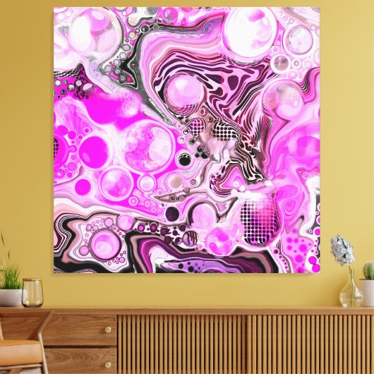 Roze en zwarte vlecht canvas afdruk (Insitu (Woonkamer))