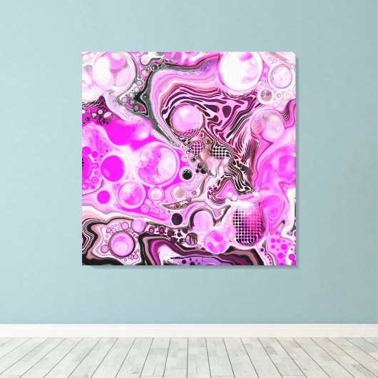 Roze en zwarte vlecht canvas afdruk (Insitu (Houten vloer))