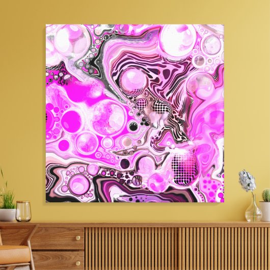 Roze en zwarte vlecht canvas afdruk (Insitu (Woonkamer))