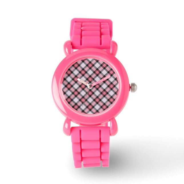 roze en zwarte vlecht horloge (Voorkant)