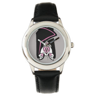 Roze en zwarte vleermuis - Halloween- Natuur - Eco Horloge