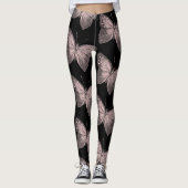 Roze en zwarte vlinder Leggings (Voorkant)