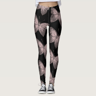 Roze en zwarte vlinder Leggings