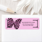 Roze en Zwarte Vlinder Retouradreslabels Etiket (Insitu)