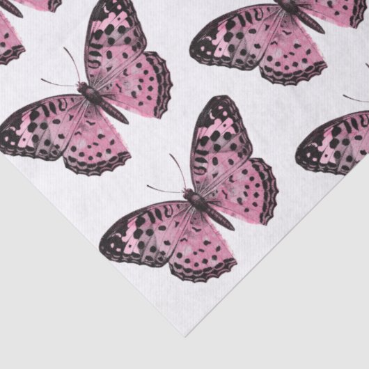 Roze en zwarte vlinderdeeg plakpapier tissuepapier (Detail)