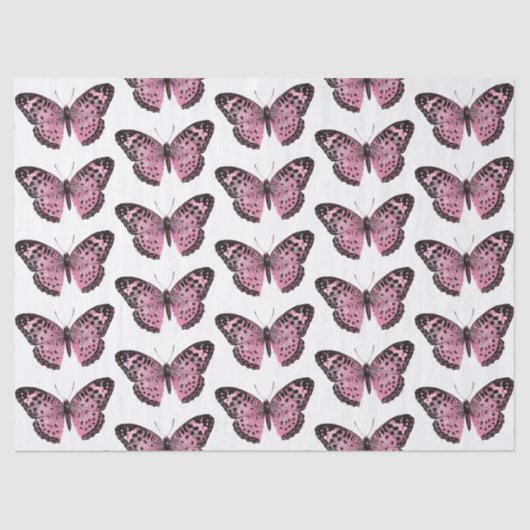 Roze en zwarte vlinderdeeg plakpapier tissuepapier (Voorkant)